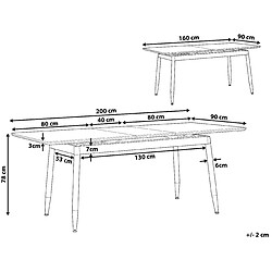 Avis Beliani Table extensible effet bois foncé / doré 160/200 x 90 cm CALIFORNIA