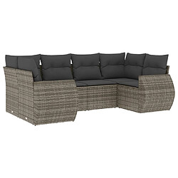 vidaXL Salon de jardin 6 pcs avec coussins gris résine tressée