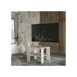 Vente-Unique Table basse PILVI 2 Plateaux - Style contemporain - Particules mélaminé - Décor Blanc - L 55 x P 55 x H 45 cm