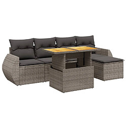 vidaXL Salon de jardin 6 pcs avec coussins gris résine tressée