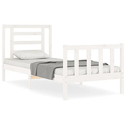 Maison Chic Lit adulte - Cadre Structure de lit avec tête de lit Contemporain blanc 90x200 cm bois massif -MN73211