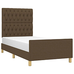 Avis Maison Chic Lit adulte - Cadre Structure de lit avec tête de lit Contemporain Marron foncé 90x200 cm Tissu -MN68805