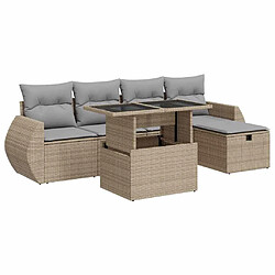 vidaXL Salon de jardin avec coussins 6 pcs beige résine tressée