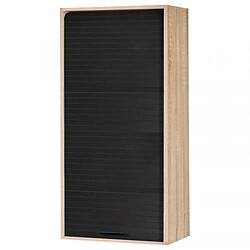 Acheter Dansmamaison Meuble de rangement de cuisine 1 rideau coulissant Noir/Bois taille L - NIDO