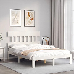 Avis Maison Chic Cadre/structure de lit avec tête de lit pour adulte - Lit Moderne Chambre blanc 140x200 cm bois massif -MN73436