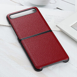 Coque en cuir véritable + TPU peau de litchi rouge pour votre Samsung Galaxy Z Flip