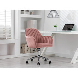 Vente-Unique Chaise de bureau - Velours - Rose - Hauteur réglable - ELEANA