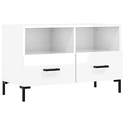 Maison Chic Meuble TV scandinave - Banc TV pour salon Blanc brillant 80x36x50 cm Bois d'ingénierie -MN75483