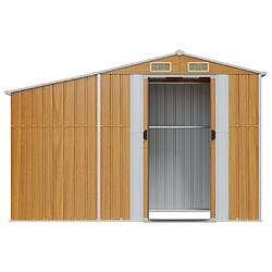 Helloshop26 Abri de jardin cabane cabanon maison de stockage remise extérieur hangar outils robuste 277 x 93 x 179 cm acier galvanisé marron 02_0022286