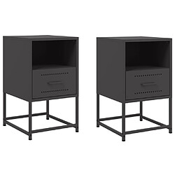 vidaXL Tables de chevet 2 pcs noir 36x39x60,5 cm acier