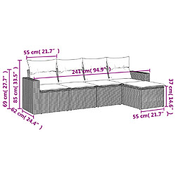 Avis Maison Chic Ensemble de 5 Tables et chaises d'extérieur avec coussins,Salon de jardin noir résine tressée -GKD542444