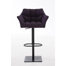 Decoshop26 Tabouret de bar chaise haute de comptoir couture carrées assise en tissu violet cadre en métal noir 10_0004697