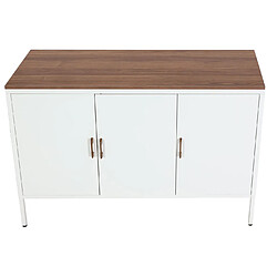 Mendler Commode HWC-L84, Armoire Buffet, 3 portes métal 90x120x40cm, mélaminé ~ blanc pas cher