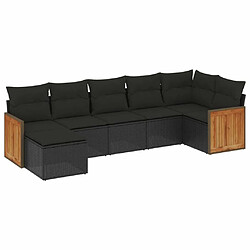 Maison Chic Salon de jardin 7 pcs avec coussins | Ensemble de Table et chaises | Mobilier d'Extérieur noir résine tressée -GKD70635