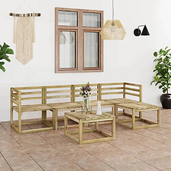 Maison Chic Salon de jardin 6 pcs - Table et chaises d'extérieur - Mobilier/Meubles de jardin Moderne bois de pin imprégné de vert -MN84329