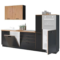 Avis Cuisine complete AYA - Décor noir - L 280 x P 60 x H 214 cm - Plan de travail inclus