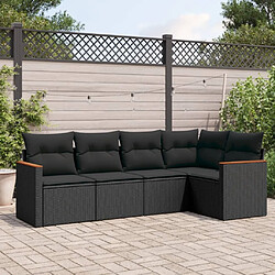 Maison Chic Salon de jardin 5 pcs avec coussins | Ensemble de Table et chaises | Mobilier d'Extérieur noir résine tressée -GKD20705