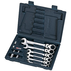 Kstools KS Tools 503.4867 Jeu de clés mixtes inclinable et verrouillable 10 piecs. 8 A 19 + 6 adaptateur