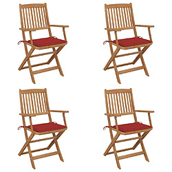 vidaXL Chaises pliables de jardin lot de 4 avec coussins Bois d'acacia