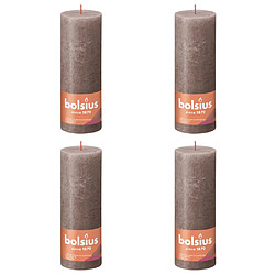 Bolsius Bougies pilier rustiques Shine 4 pcs 190x68 mm Taupe rustique