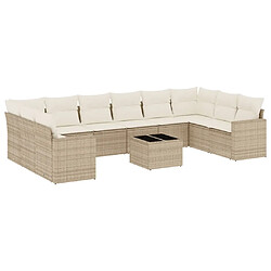 Maison Chic Salon de jardin 11 pcs avec coussins | Ensemble de Table et chaises | Mobilier d'Extérieur beige résine tressée -GKD37094