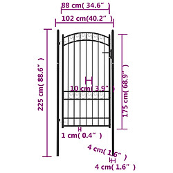 Acheter vidaXL Portail de clôture avec dessus arqué Acier 100x175 cm Noir