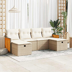 vidaXL Salon de jardin avec coussins 6 pcs beige résine tressée