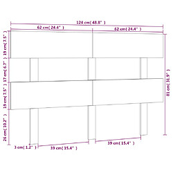 Acheter vidaXL Tête de lit Marron miel 124x3x81 cm Bois massif de pin