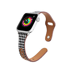 B08 Noir Mille Bird Motif Cuir Sangle Sangle de remplacement Bracelet de remplacement Apple Watch Band 41mm 40mm 38mm Femmes hommes pour iWatch 234567 SE