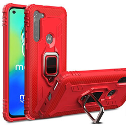 Coque en TPU résistant aux chutes avec béquille rouge pour votre Motorola Moto G8 Power