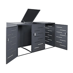 Decoshop26 Abri de poubelles extérieur conteneurs à ordures avec couvercle jusqu'à 6 bacs 116x212x98 cm en acier anthracite 04_0005618