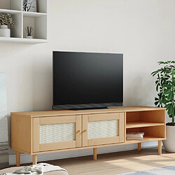 vidaXL Meuble TV SENJA aspect rotin marron 158x40x49cm bois massif pin