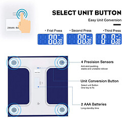 Universal Balance numérique, balance de salle de bains WGGE avec écran LCD rétroéclairé, pédalage, mesure de haute précision, surface en verre trempé Max: 400 lb/180 kg