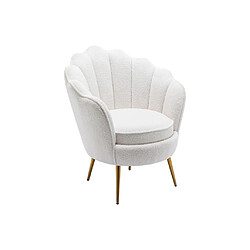 Avis Vente-Unique Fauteuil coquillage en tissu bouclette blanc LALEA