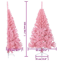 vidaXL Demi sapin de Noël artificiel avec support Rose 150 cm PVC pas cher