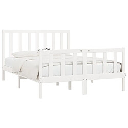 Avis Maison Chic Lit adulte - Lit simple Cadre de lit,Structure du lit Contemporain Blanc Bois massif 120x200 cm -MN63280