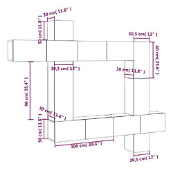 Acheter vidaXL Ensemble de meubles TV 9 pcs Blanc Bois d'ingénierie