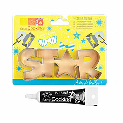 Scrapcooking Découpoir à biscuits en inox Star + Stylo de glaçage noir