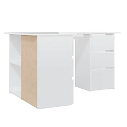 Maison Chic Bureau solide,Table de travail,Bureau d'ordinateur d'angle Blanc brillant 145x100x76 cm Aggloméré -GKD67193 pas cher