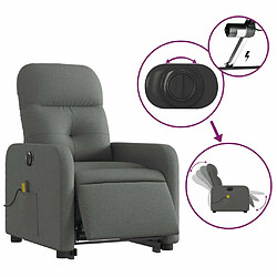 Maison Chic Fauteuil Relax pour salon, Fauteuil inclinable de massage électrique Gris foncé Tissu -GKD10879 pas cher