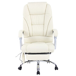 Avis Decoshop26 Fauteuil de bureau avec fonction massage et repose-pieds ajustables en véritable cuir crème 10_0002573