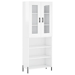 vidaXL Buffet haut Blanc brillant 69,5x34x180 cm Bois d'ingénierie