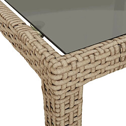 Maison Chic Table de jardin | Table d'extérieur Beige 250x100x75 cm Verre trempé et poly rotin -GKD33828 pas cher