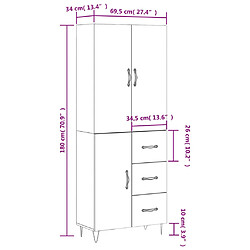 vidaXL Buffet haut Gris béton 69,5x34x180 cm Bois d'ingénierie pas cher