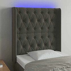 Maison Chic Tête de lit scandinave à LED,meuble de chambre Gris foncé 83x16x118/128 cm Velours -MN23884