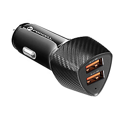 Chargeur Voiture Double USB 36W Quick Charge 3.0 Elégant Forcell Noir Carbone