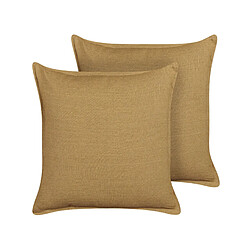 Beliani Lot de 2 coussins SUBULATA Lin 45 x 45 cm Unicolore Moutarde