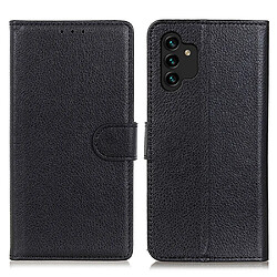 Etui en PU texture litchi, fermeture magnétique noir pour votre Samsung Galaxy A13 4G