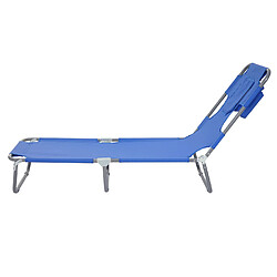 Mendler Chaise longue de jardin HWC-B11, transat bain de soleil, fonction position sur le ventre, tissu pliable ~ bleu