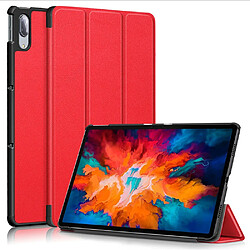 Etui en PU Litchi Texture Tri-fold Auto Wake/Sleep rouge pour votre Lenovo Tab P11 Pro TB-J706F/J716